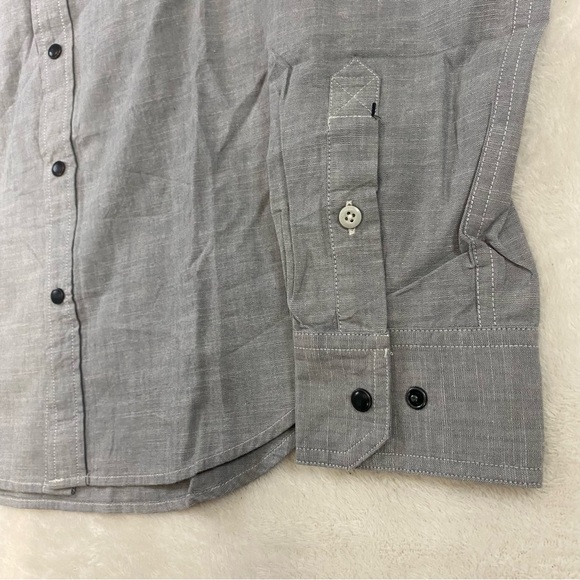 NWT Stio Men’s Small Ashton Chambray Shirt Pearl Snap Gray Long Sleeve Hiking - Picture 7 of 11